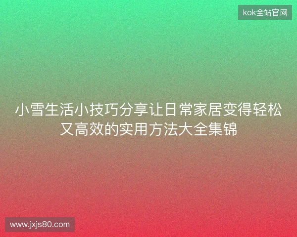 小雪生活小技巧分享让日常家居变得轻松又高效的实用方法大全集锦 小雪生活小技巧分享让日常家居变得轻松又高效的实用方法大全集锦